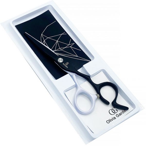 Olivia Garden Hairdressing scissors 5.5" black-white Handmade